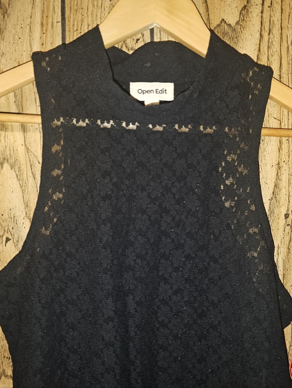 NWT OPEN EDIT X REVOLVE Black Lace Mockneck Sleeveless Bodysuit - Large - Picture 3 of 7